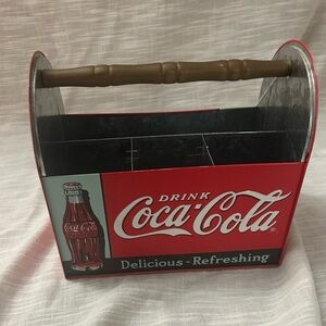 Coca Cola Napkin Cutlery Utensil Caddy w/ Wood Handle Retro
